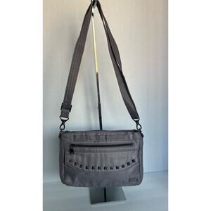 LUG Pacer Versatile Studded Gray Travel Crossbody Organization Purse Shoulderbag